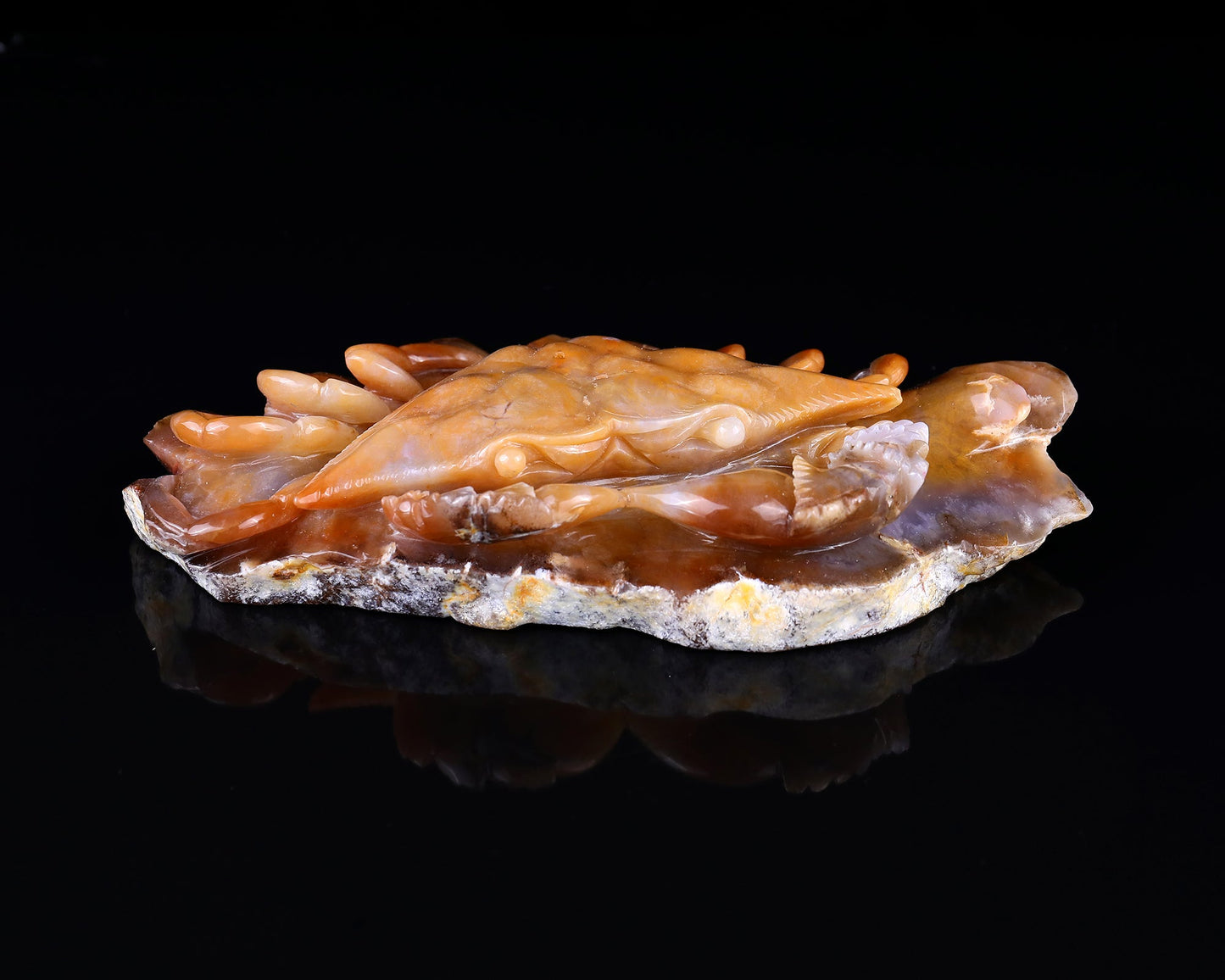 Nicedony 9.4" Chalcedony Hand Carved Crystal Crab Sculpture - View 3