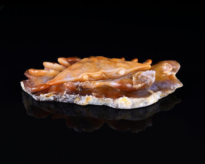 Nicedony 9.4" Chalcedony Hand Carved Crystal Crab Sculpture - View 3
