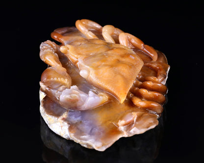 Nicedony 9.4" Chalcedony Hand Carved Crystal Crab Sculpture