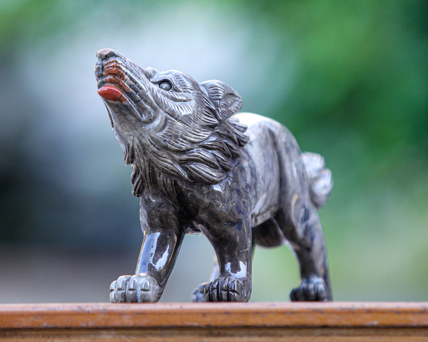 Nicedony 9.4" Colorful Jasper Hand Carved Crystal Wolf Sculpture - View 3