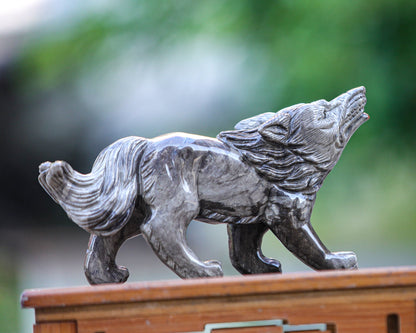 Nicedony 9.4" Colorful Jasper Hand Carved Crystal Wolf Sculpture - View 6