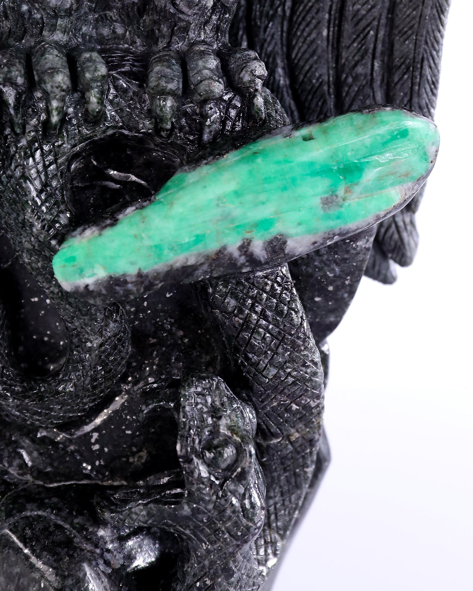 Nicedony 9.4" Emerald Hand Carved Eagle Catching Snake Sculpture - View 3