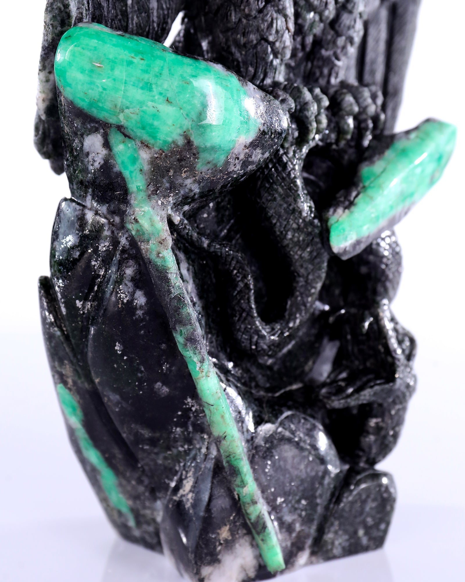 Nicedony 9.4" Emerald Hand Carved Eagle Catching Snake Sculpture - View 4