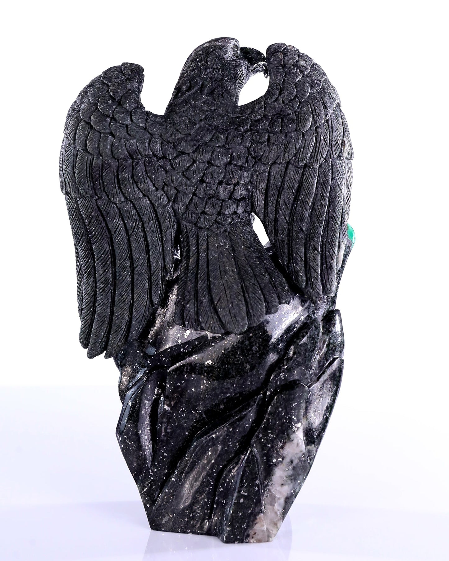 Nicedony 9.4" Emerald Hand Carved Eagle Catching Snake Sculpture - View 6
