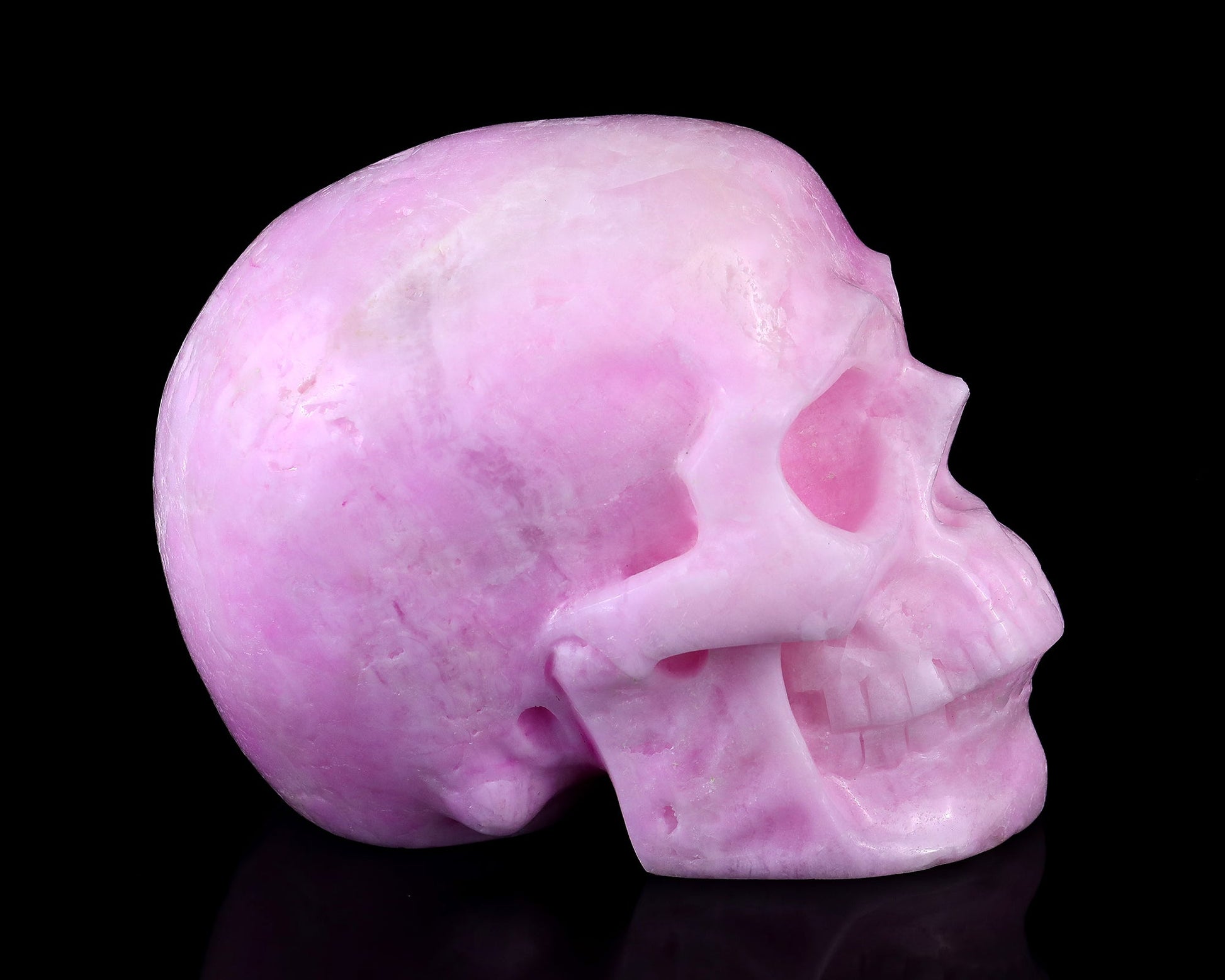 Nicedony 9.4" Pink Aragonite Hand Carved Realistic Skull Sculpture - View 3