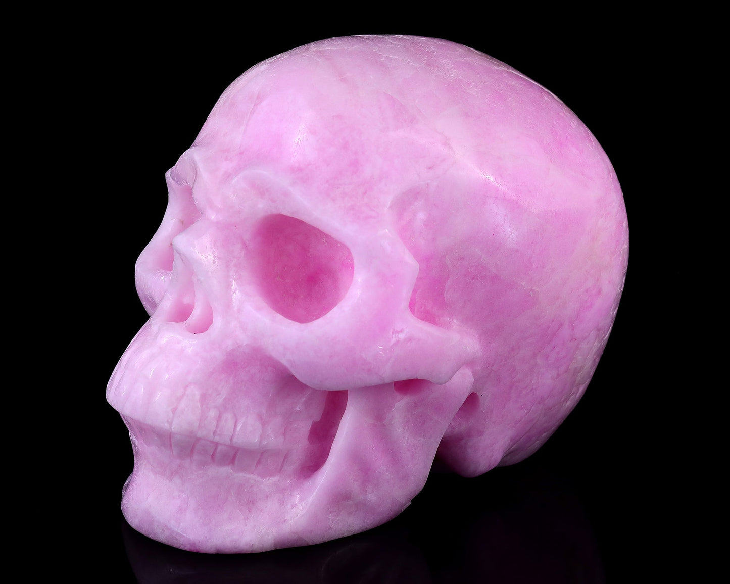 Nicedony 9.4" Pink Aragonite Hand Carved Realistic Skull Sculpture - View 7