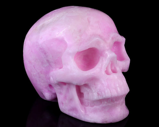 Nicedony 9.4" Pink Aragonite Hand Carved Realistic Skull Sculpture