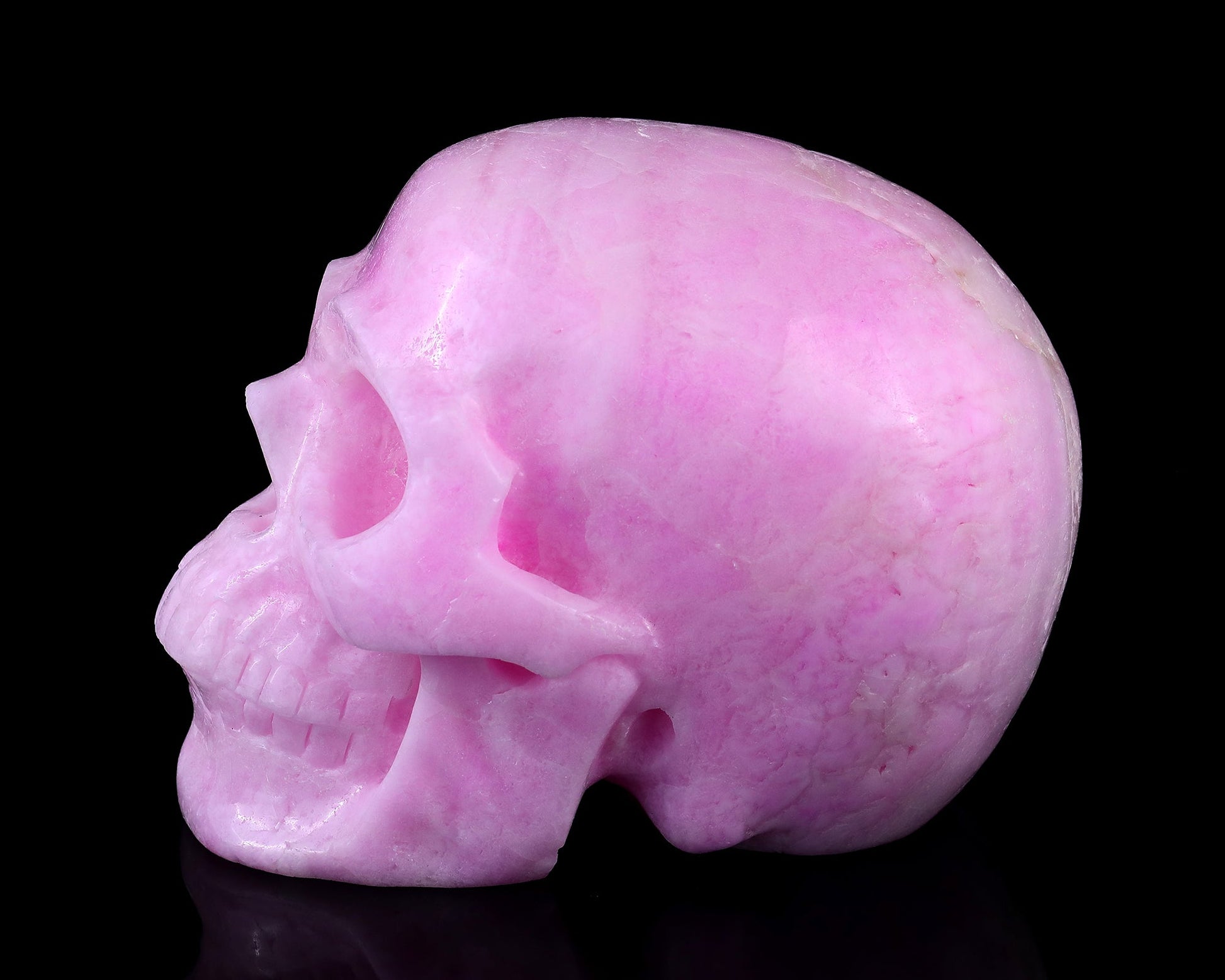 Nicedony 9.4" Pink Aragonite Hand Carved Realistic Skull Sculpture - View 4