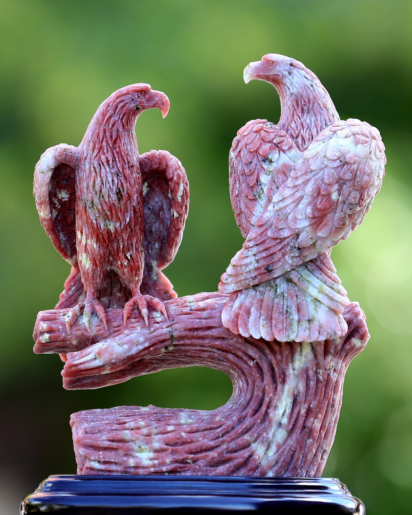 Nicedony 9.4" Red Agate Hand Carved Crystal Eagle Sculpture