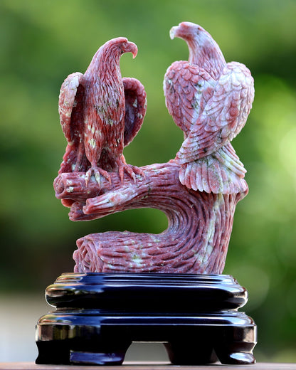 Nicedony 9.4" Red Agate Hand Carved Crystal Eagle Sculpture - View 2