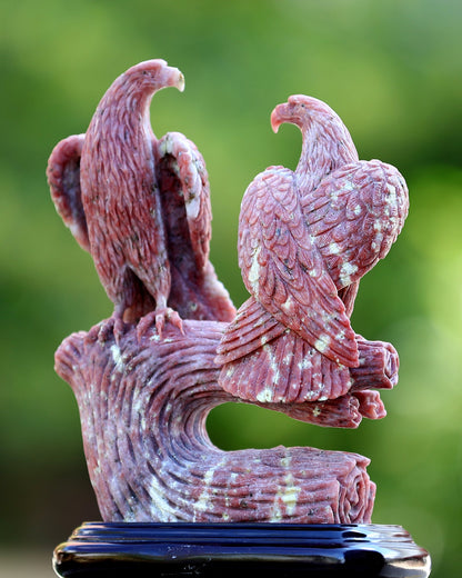 Nicedony 9.4" Red Agate Hand Carved Crystal Eagle Sculpture - View 4