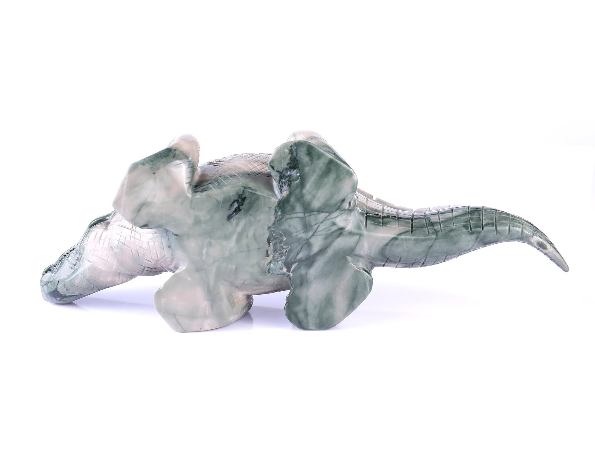 Nicedony 9.6" Jiulong Jade Hand Carved Crystal Crocodile Sculpture - View 9