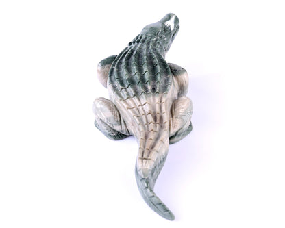 Nicedony 9.6" Jiulong Jade Hand Carved Crystal Crocodile Sculpture - View 5