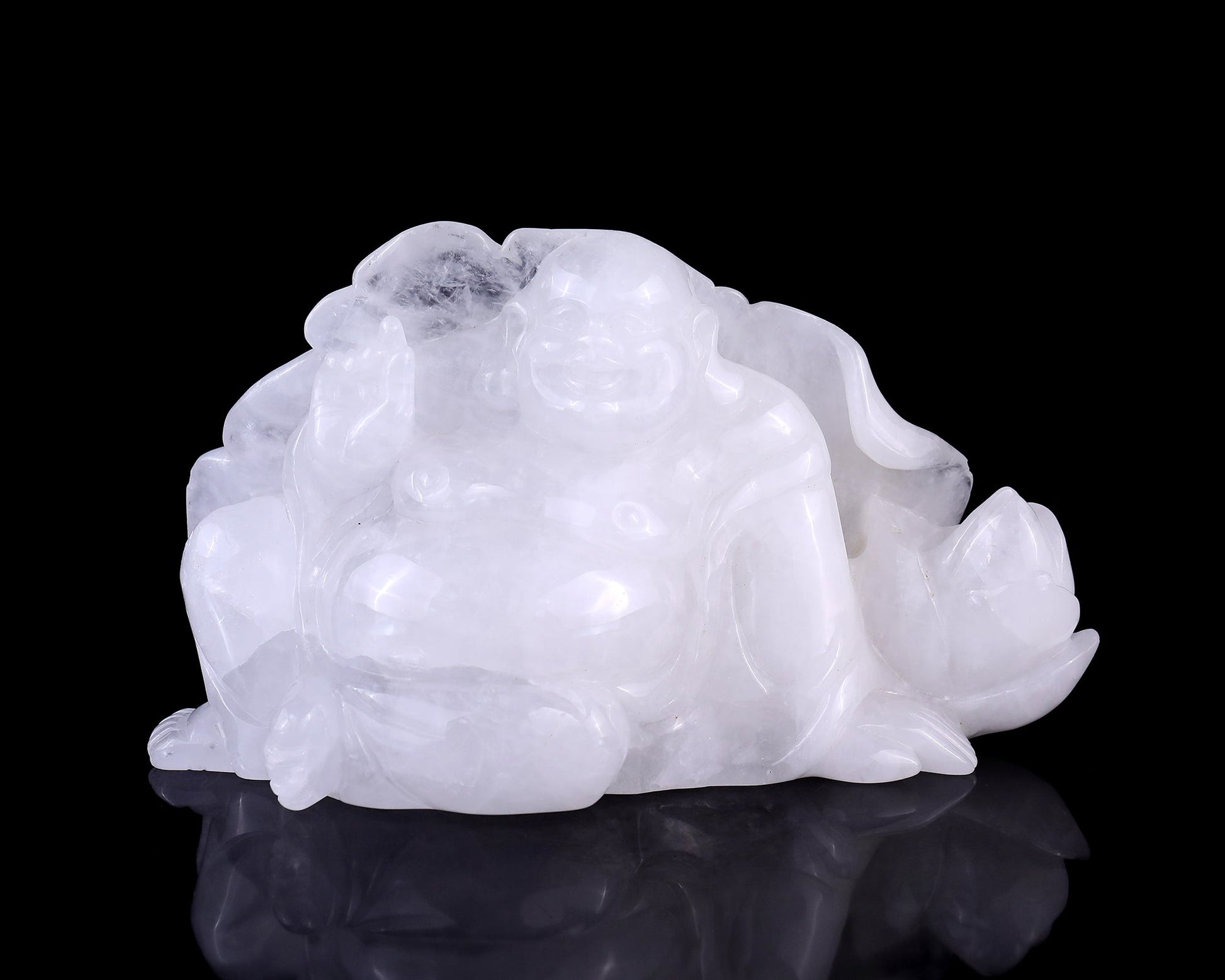 Nicedony 9.8" Angolan Quartz Hand Carved Crystal Buddha Sculpture - View 2