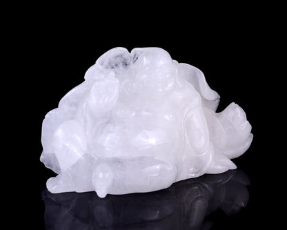 Nicedony 9.8" Angolan Quartz Hand Carved Crystal Buddha Sculpture