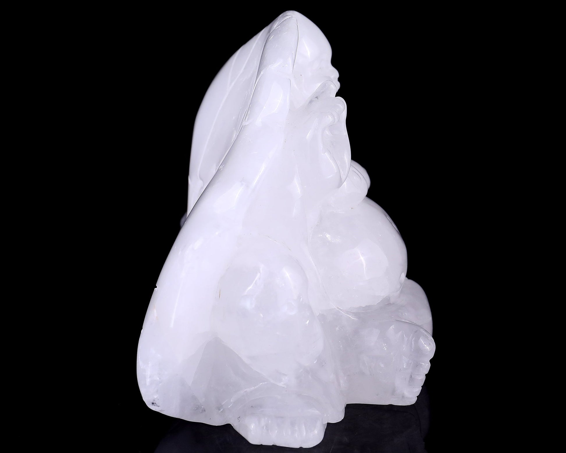 Nicedony 9.8" Angolan Quartz Hand Carved Crystal Buddha Sculpture - View 3