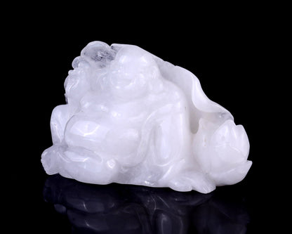 Nicedony 9.8" Angolan Quartz Hand Carved Crystal Buddha Sculpture - View 10