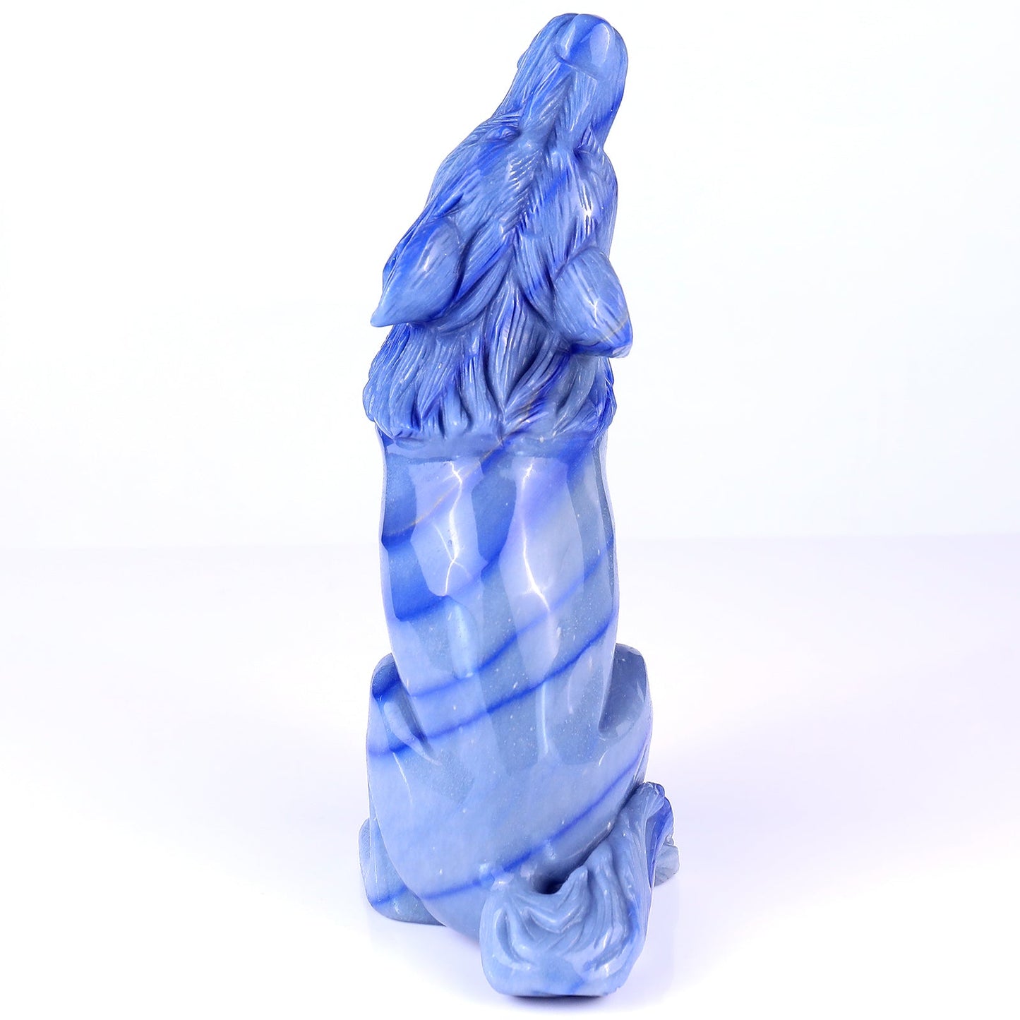 Nicedony 9.8" Blue Aventurine Chalcedony Hand Carved Wolf Sculpture - View 6