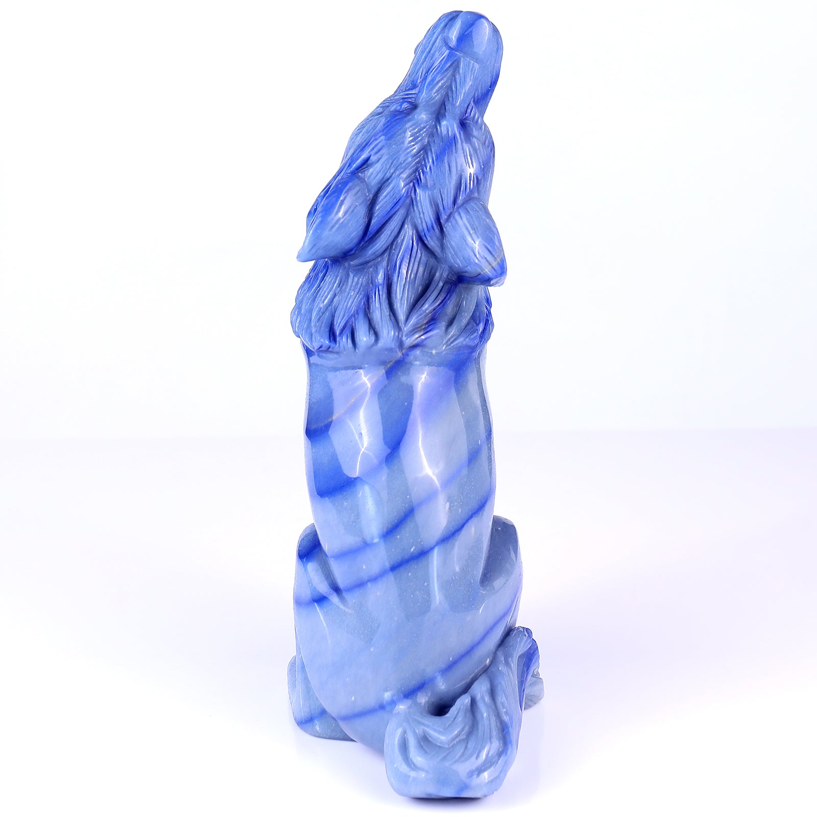 Nicedony 9.8" Blue Aventurine Chalcedony Hand Carved Wolf Sculpture - View 6