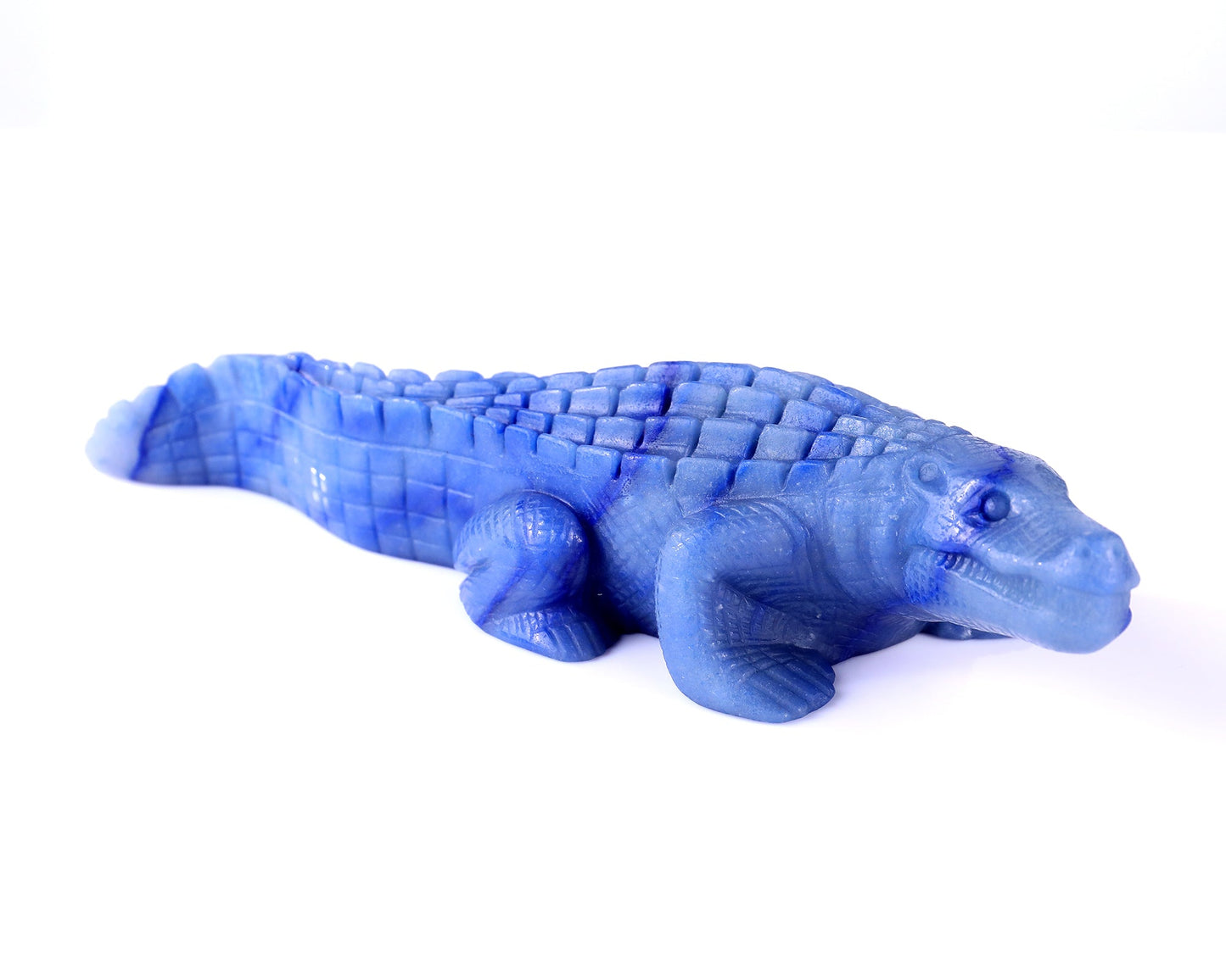 Nicedony 9.8" Blue Aventurine Hand Carved Crystal Crocodile Sculpture