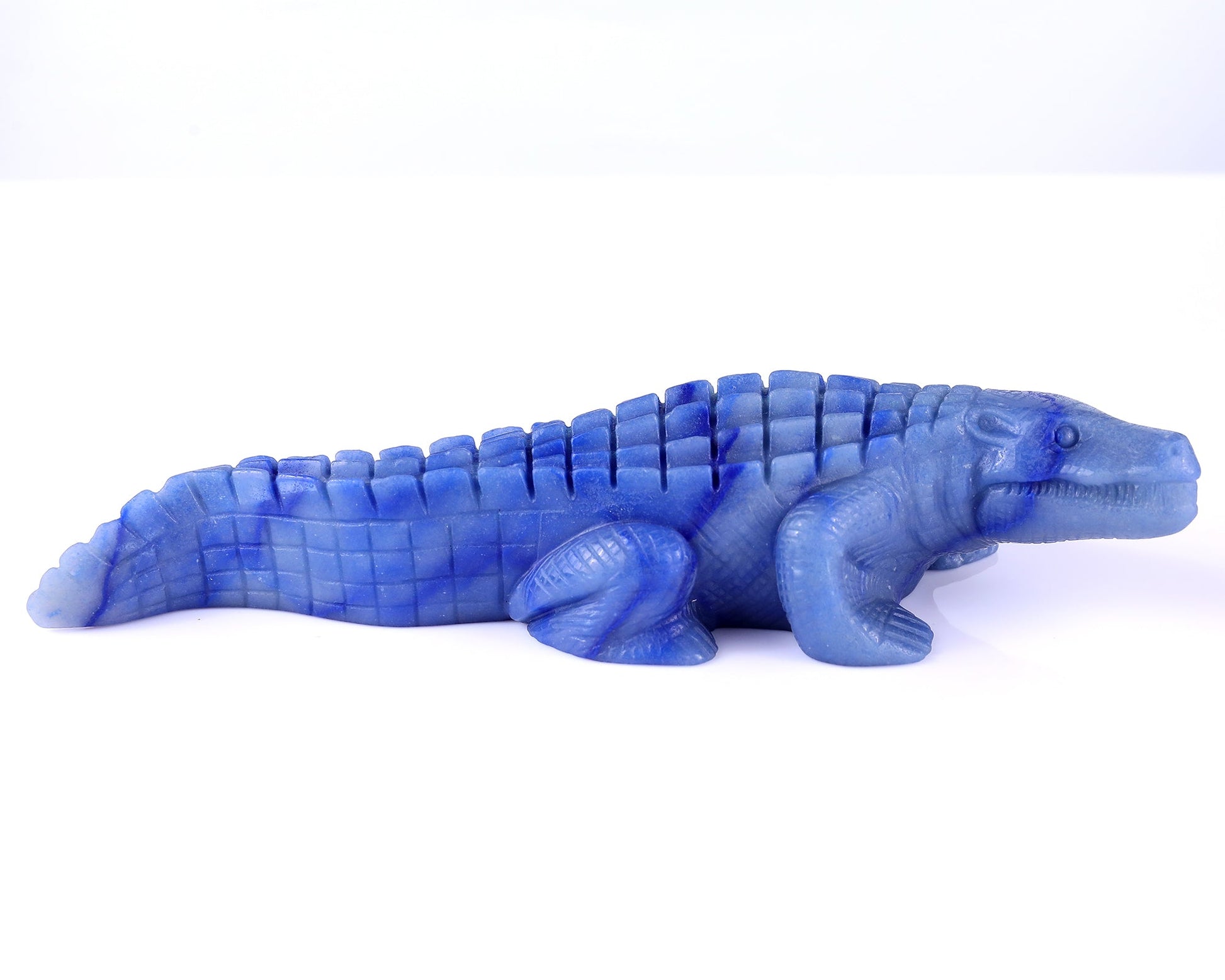 Nicedony 9.8" Blue Aventurine Hand Carved Crystal Crocodile Sculpture - View 3