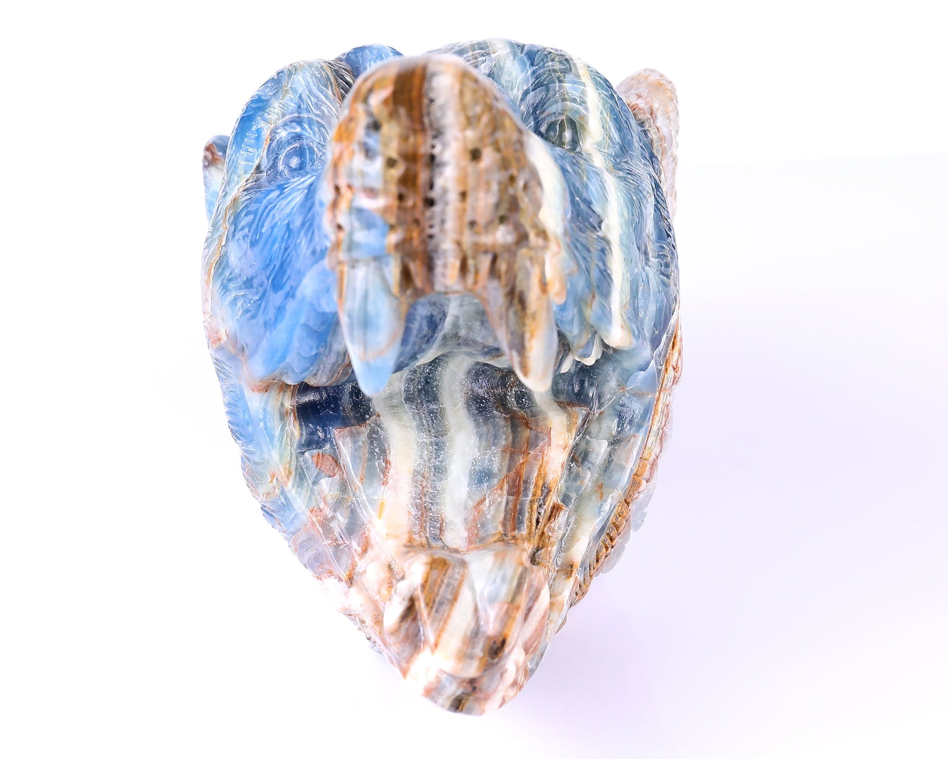 Nicedony 9.8" Blue Onyx Hand Carved Crystal Wolf Head Sculpture - View 3