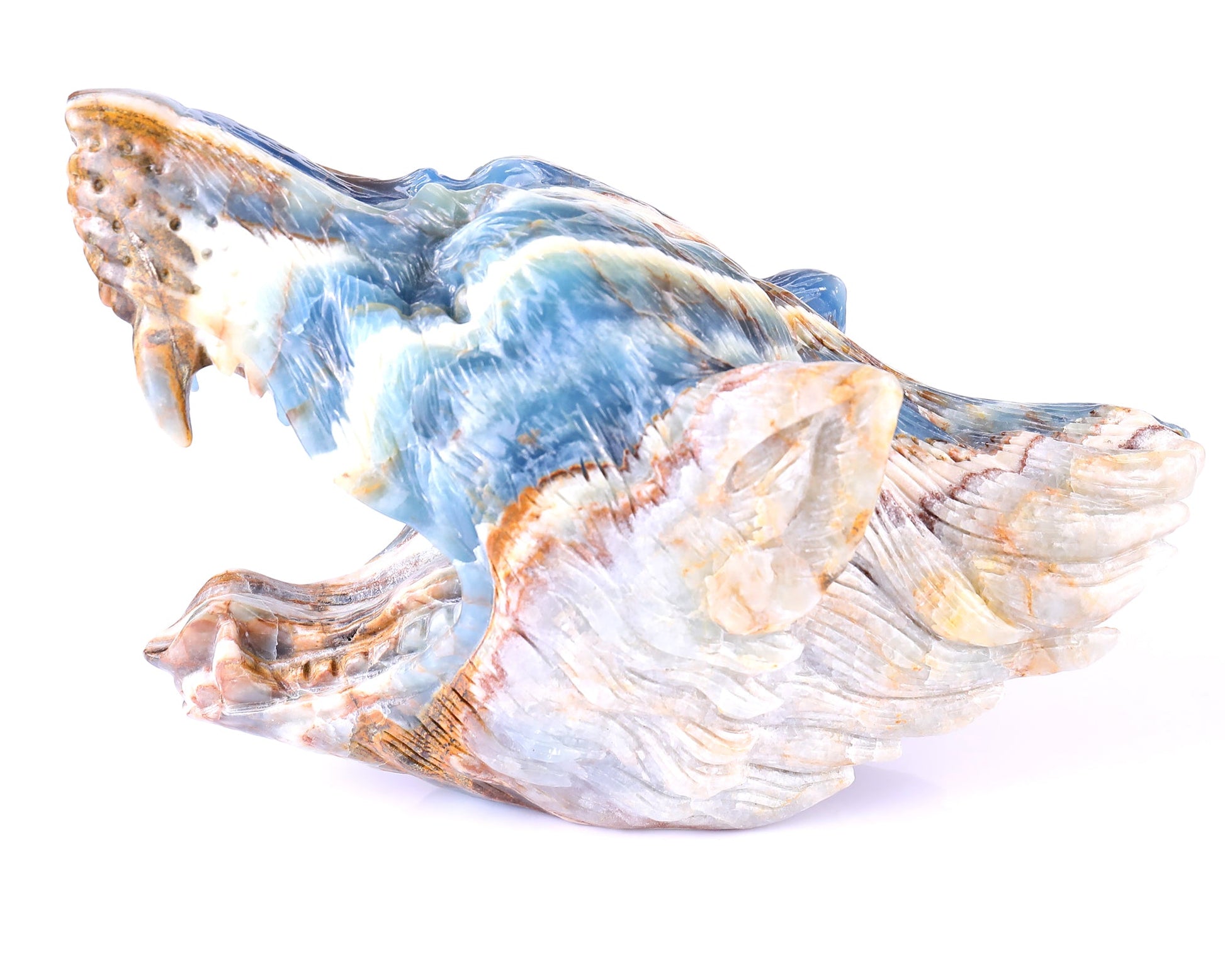 Nicedony 9.8" Blue Onyx Hand Carved Crystal Wolf Head Sculpture - View 8