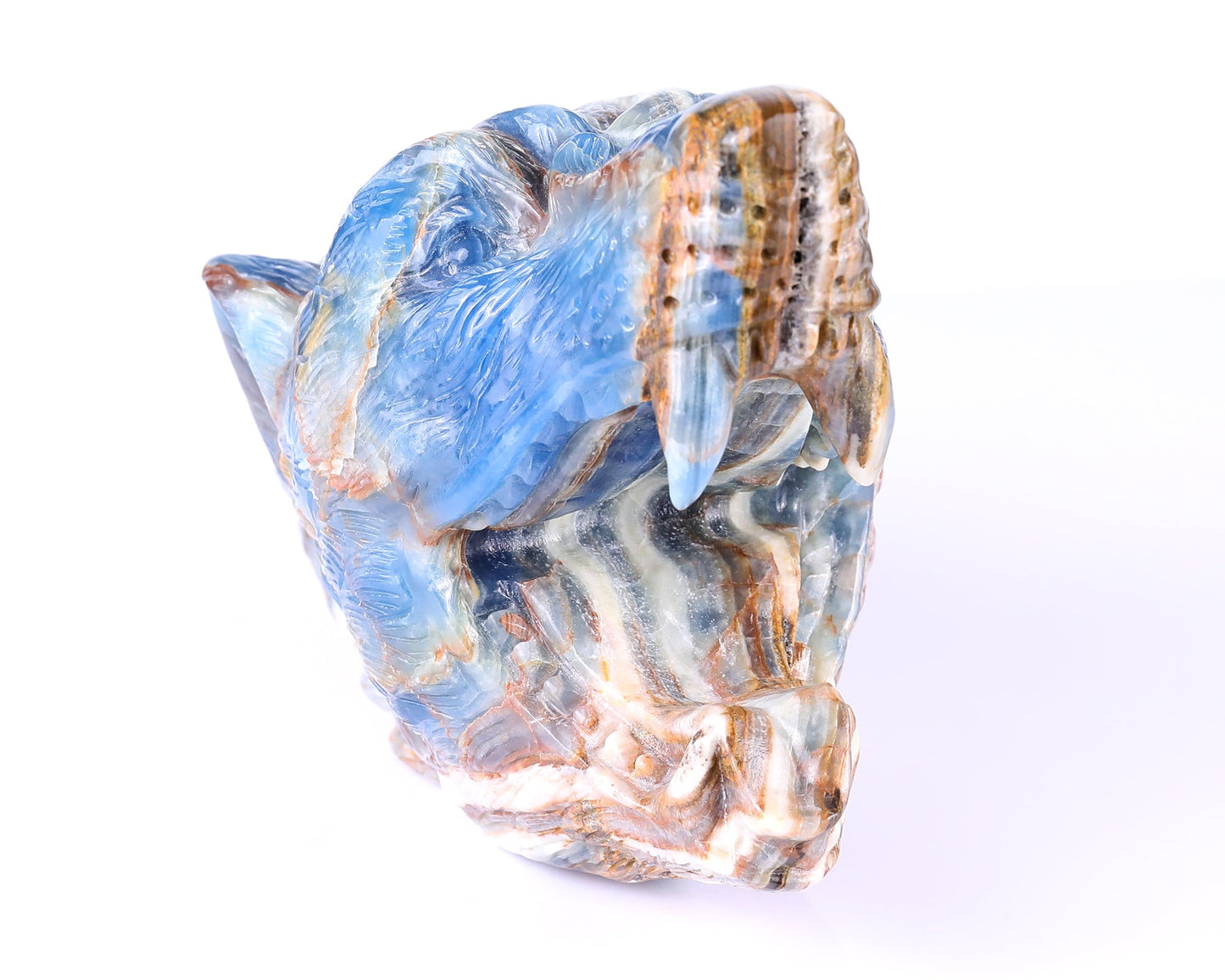 Nicedony 9.8" Blue Onyx Hand Carved Crystal Wolf Head Sculpture - View 2