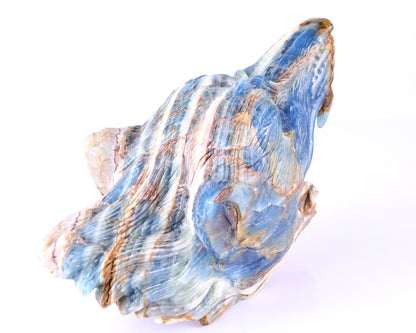 Nicedony 9.8" Blue Onyx Hand Carved Crystal Wolf Head Sculpture - View 5