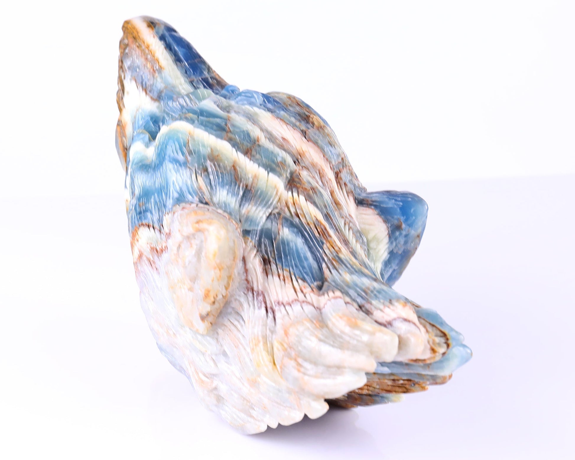 Nicedony 9.8" Blue Onyx Hand Carved Crystal Wolf Head Sculpture - View 7