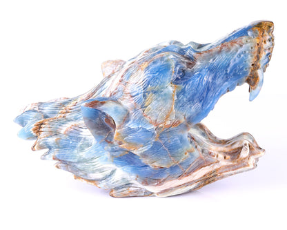 Nicedony 9.8" Blue Onyx Hand Carved Crystal Wolf Head Sculpture - View 4