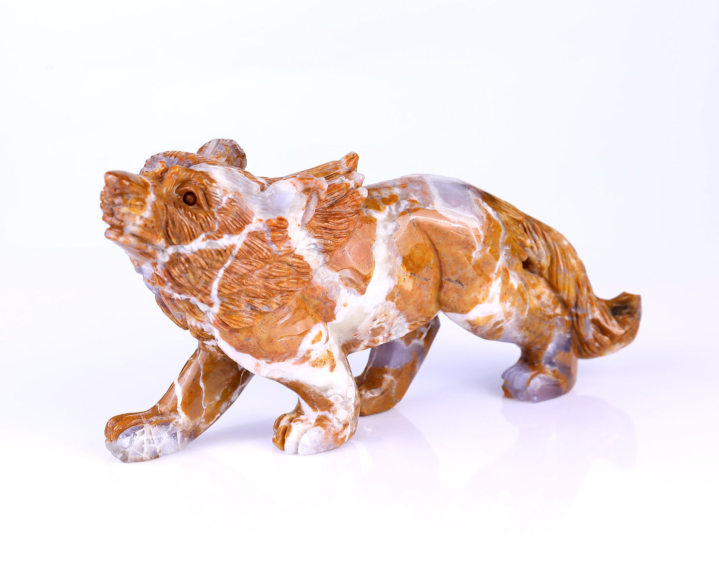 Nicedony 9.8" Chalcedony Hand Carved Crystal Wolf Sculpture - View 7
