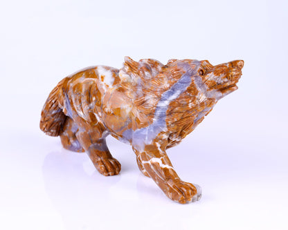 Nicedony 9.8" Chalcedony Hand Carved Crystal Wolf Sculpture - View 2