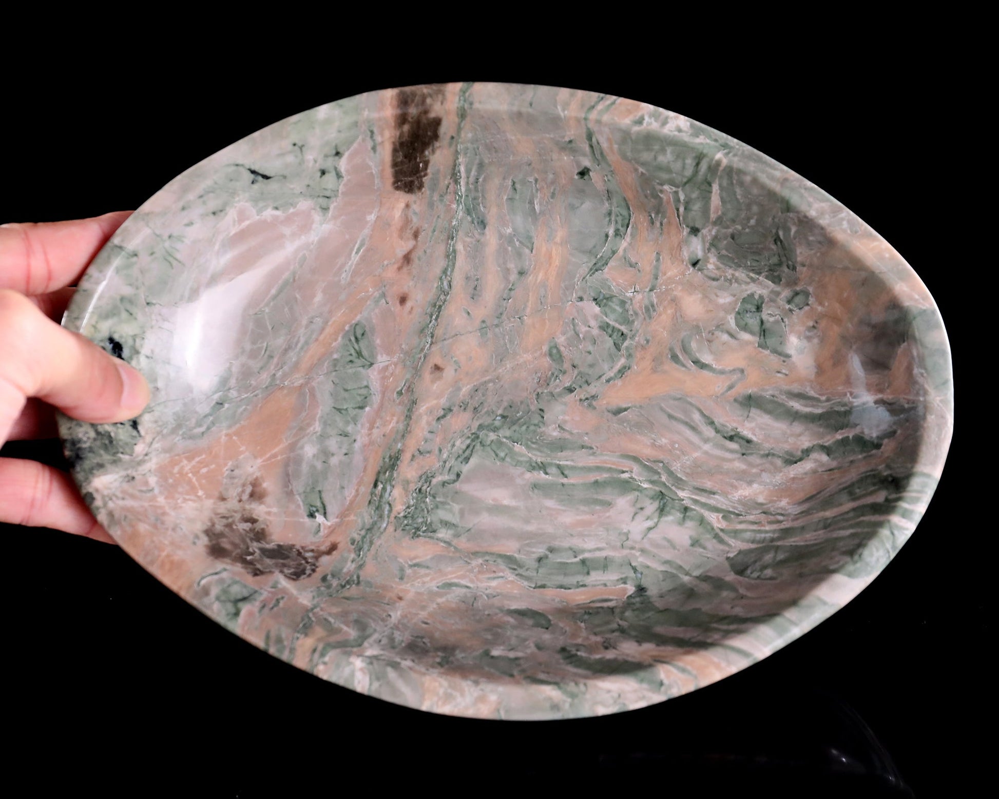 Nicedony 9.8" Jiulong Jade Hand Carved Crystal Food Tray, Fruit Tray - View 6
