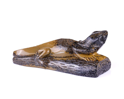 Nicedony 9.8" Leopard Skin Stone Hand Carved Crystal Lizard Sculpture - View 2