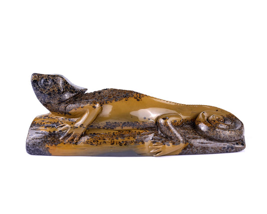 Nicedony 9.8" Leopard Skin Stone Hand Carved Crystal Lizard Sculpture