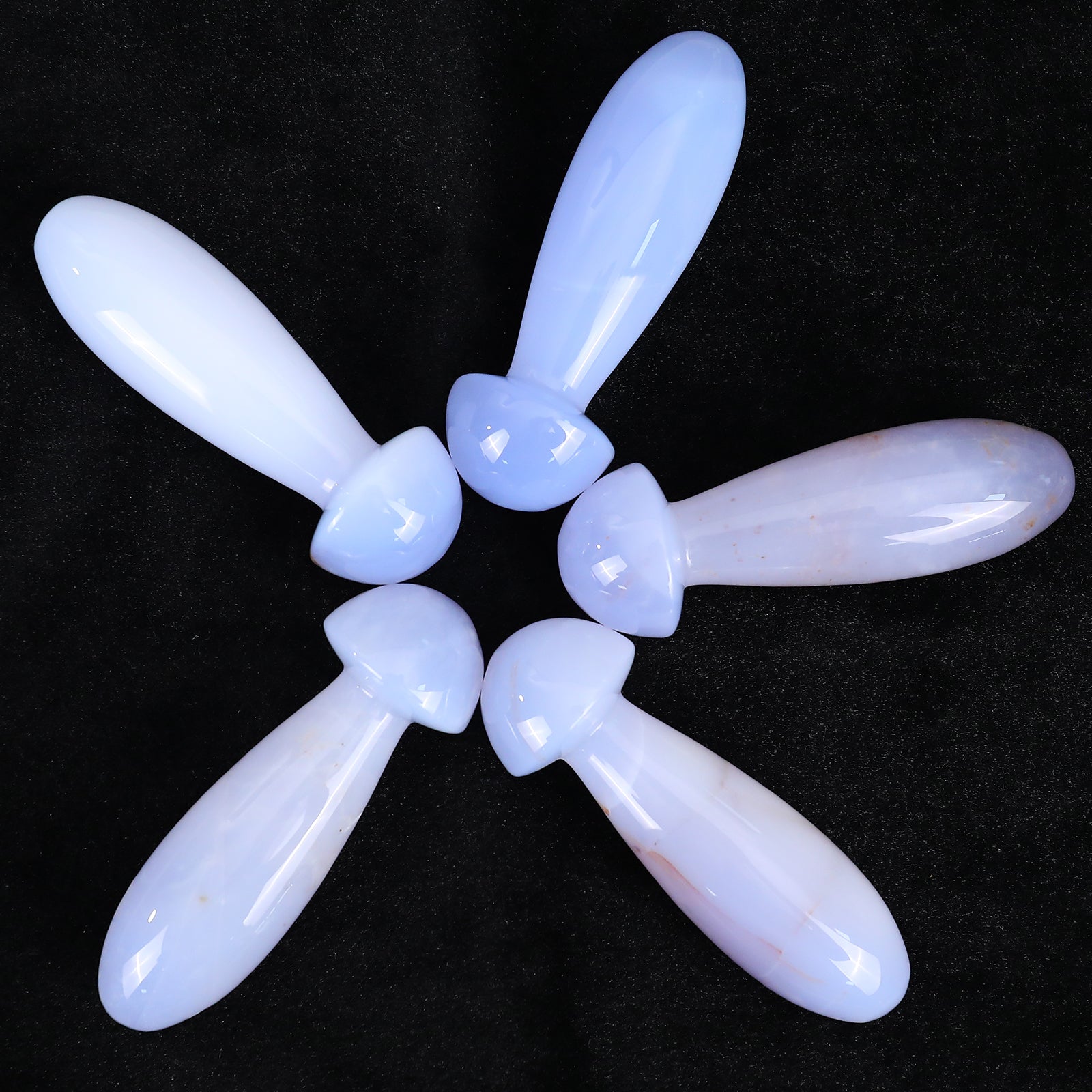 Nicedony 98mm Blue Chalcedony Hand Carved Mushroom Guasha Stick - View 2