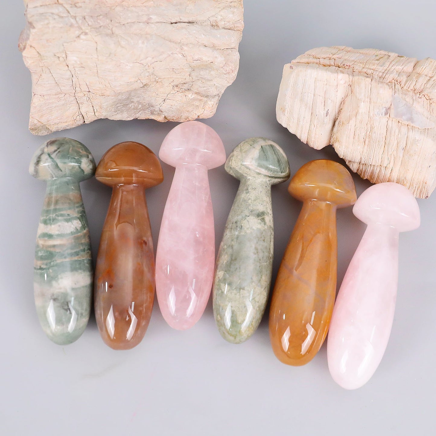Nicedony 98mm Gemstone Hand Carved Crystal Mushroom Guasha Stick - View 8