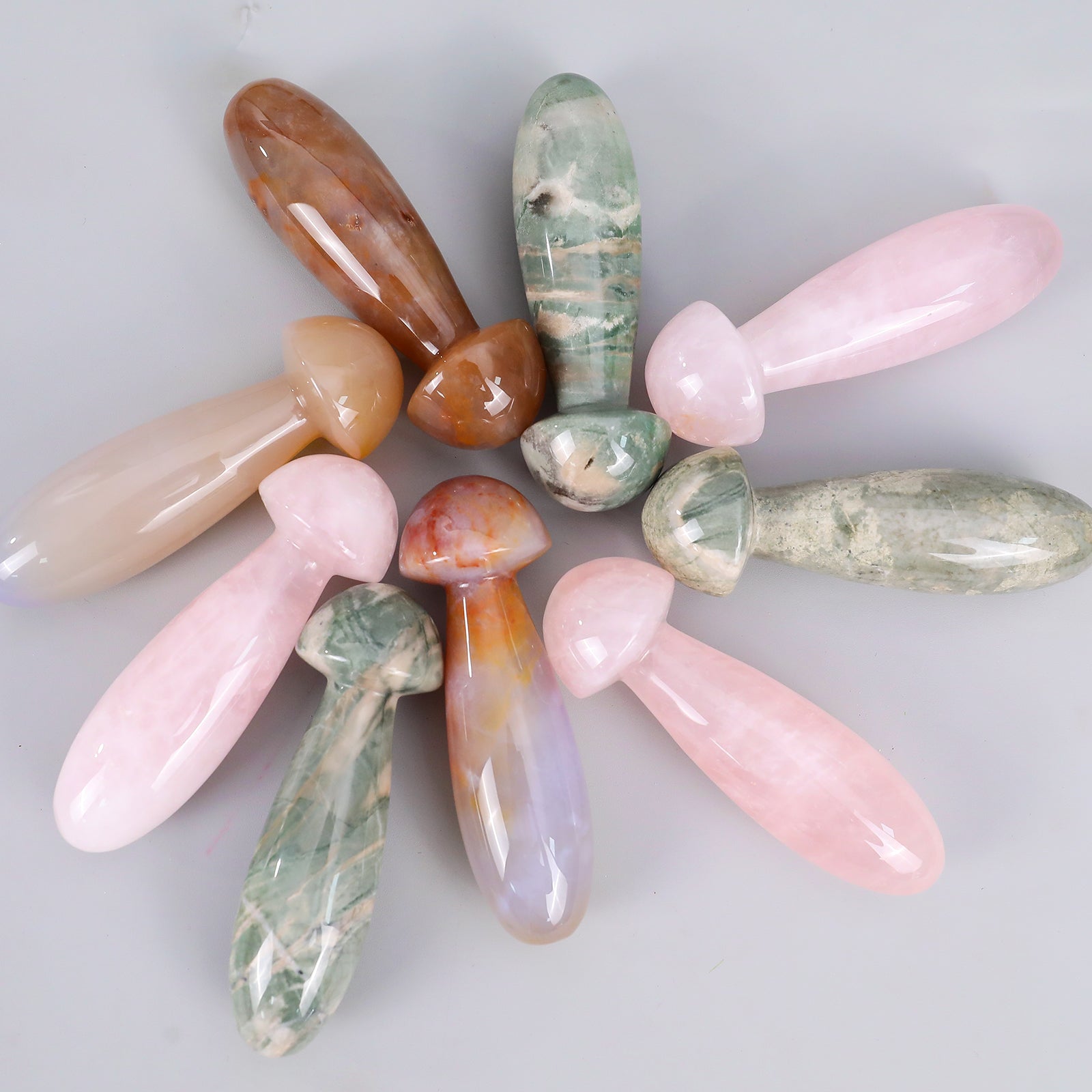 Nicedony 98mm Gemstone Hand Carved Crystal Mushroom Guasha Stick - View 7