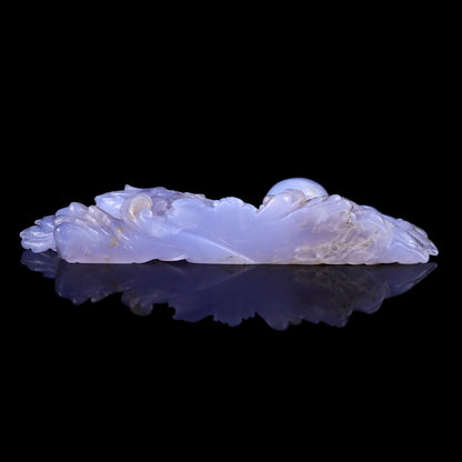 Nicedony 10.2" Blue Chalcedony Hand Carved Crystal Dragon Sculpture - View 9