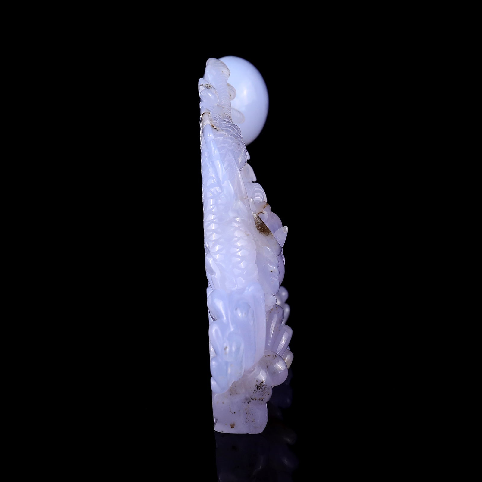 Nicedony 10.2" Blue Chalcedony Hand Carved Crystal Dragon Sculpture - View 7