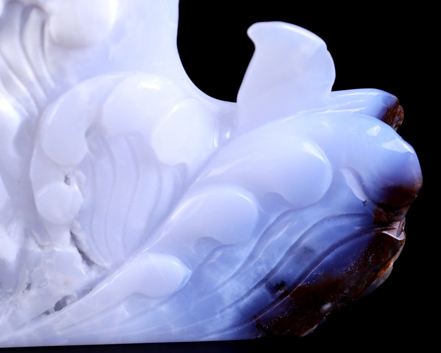 Nicedony 11.0" Blue Chalcedony Hand Carved Crystal Dolphins Sculpture - View 8