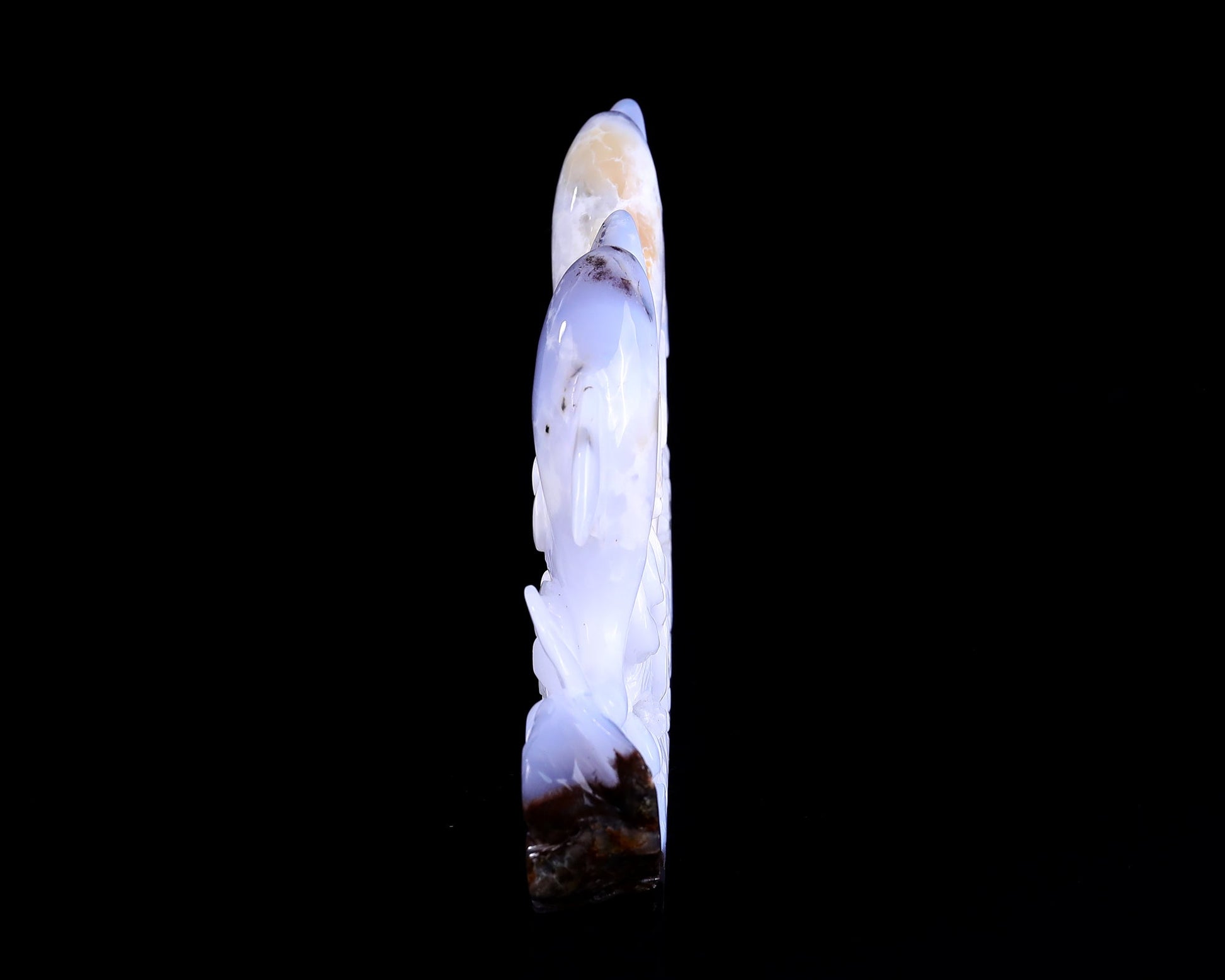 Nicedony 11.0" Blue Chalcedony Hand Carved Crystal Dolphins Sculpture - View 3