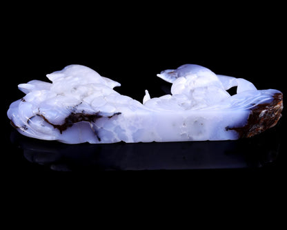 Nicedony 11.0" Blue Chalcedony Hand Carved Crystal Dolphins Sculpture - View 6