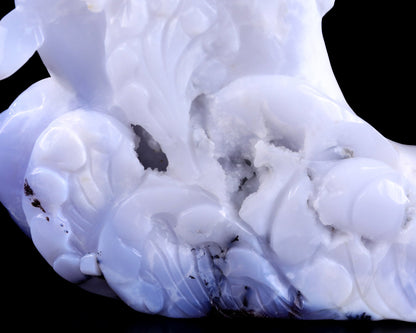 Nicedony 11.0" Blue Chalcedony Hand Carved Crystal Dolphins Sculpture - View 7