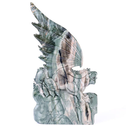 Nicedony 14" Jiulong Jade Hand Carved Crystal Dragon Sculpture - View 4