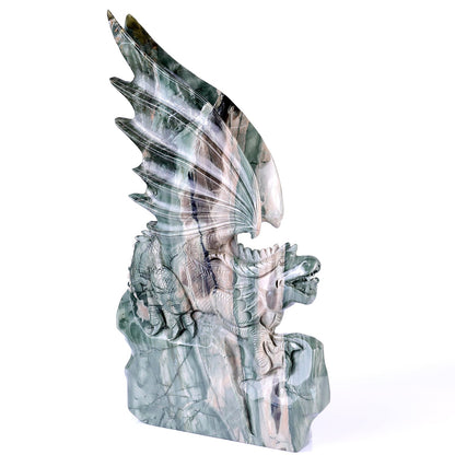 Nicedony 14" Jiulong Jade Hand Carved Crystal Dragon Sculpture - View 2