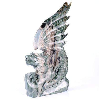 Nicedony 14" Jiulong Jade Hand Carved Crystal Dragon Sculpture - View 3