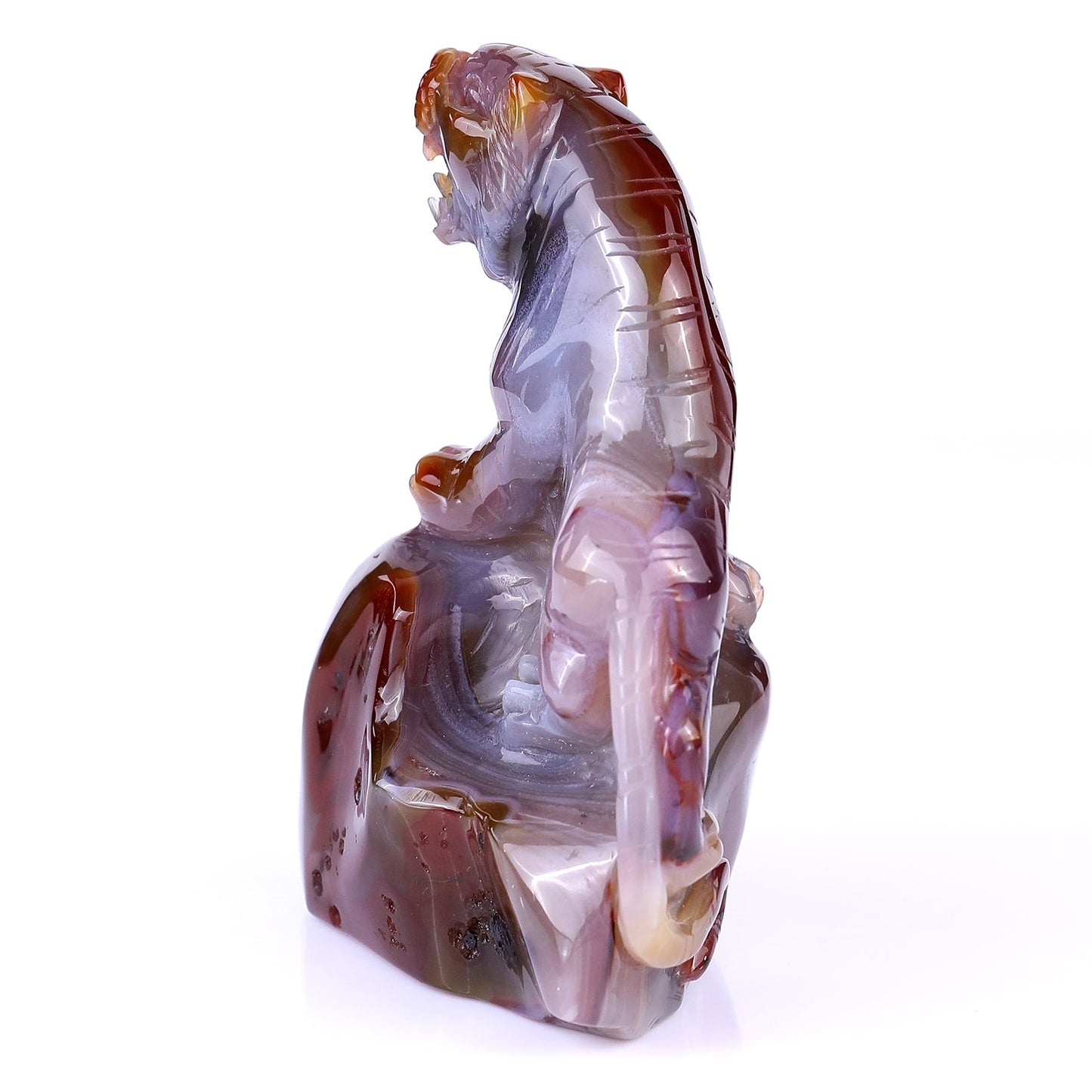 Nicedony 4.8" Red Geode Agate Hand Carved Crystal Tiger Sculpture - View 6