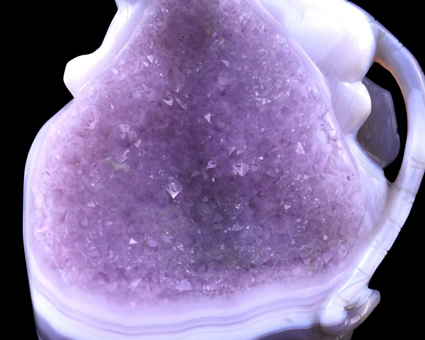 Nicedony 5.0" Amethyst Druse Agate Hand Carved Tiger Sculpture - View 3